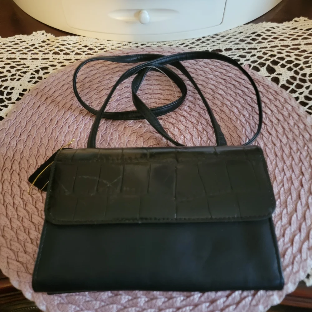 All Leather Black Crossbody Bag